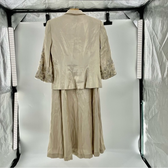 Alex Evenings Metallic Gold Long Skirt and Jacket Formal Floral Mother of Bride - Picture 4 of 16